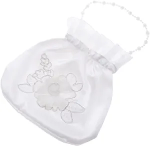 Didiseaon Flower Bridal Bag Satin Material Rhinestone Detail Wedding Bridesmaid Tote 21x22cm Bridesmaid