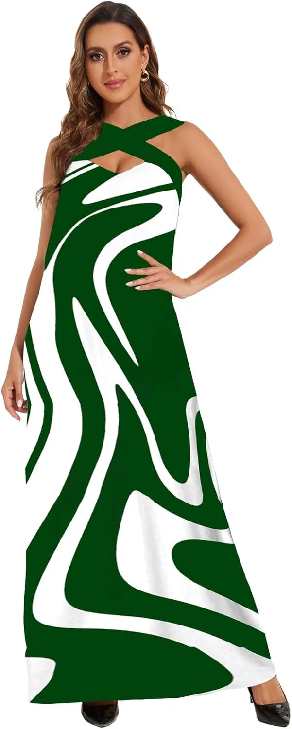 DinyIn Women's Plus Size Loose Short Sleeve Back V-Neck Stripe Summer Maxi Dresses Sundress African Dress with Pockets