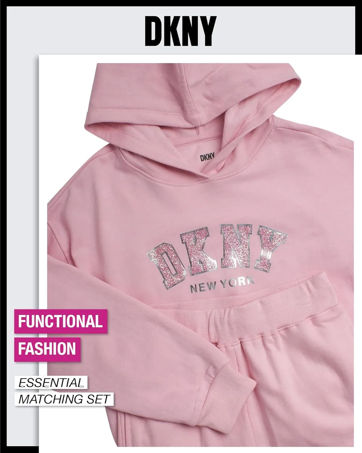 DKNY Girls Fleece Set - 2 Piece Matching Set Sweatshirts and Sweatpants - Girls' Fashion Fleece Outfit (4-16)