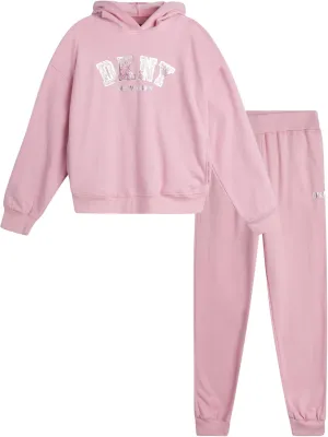 DKNY Girls Fleece Set - 2 Piece Matching Set Sweatshirts and Sweatpants - Girls' Fashion Fleece Outfit (4-16)