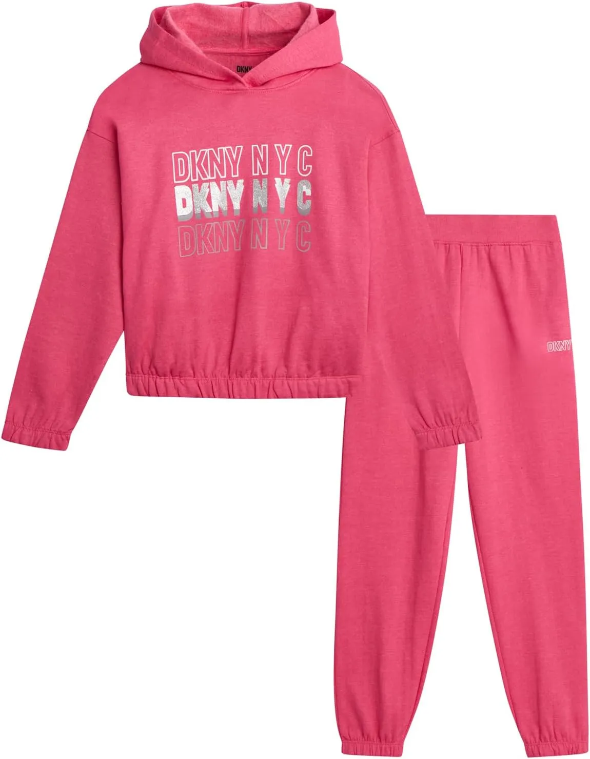 DKNY Girls Fleece Set - 2 Piece Matching Set Sweatshirts and Sweatpants - Girls' Fashion Fleece Outfit (4-16)