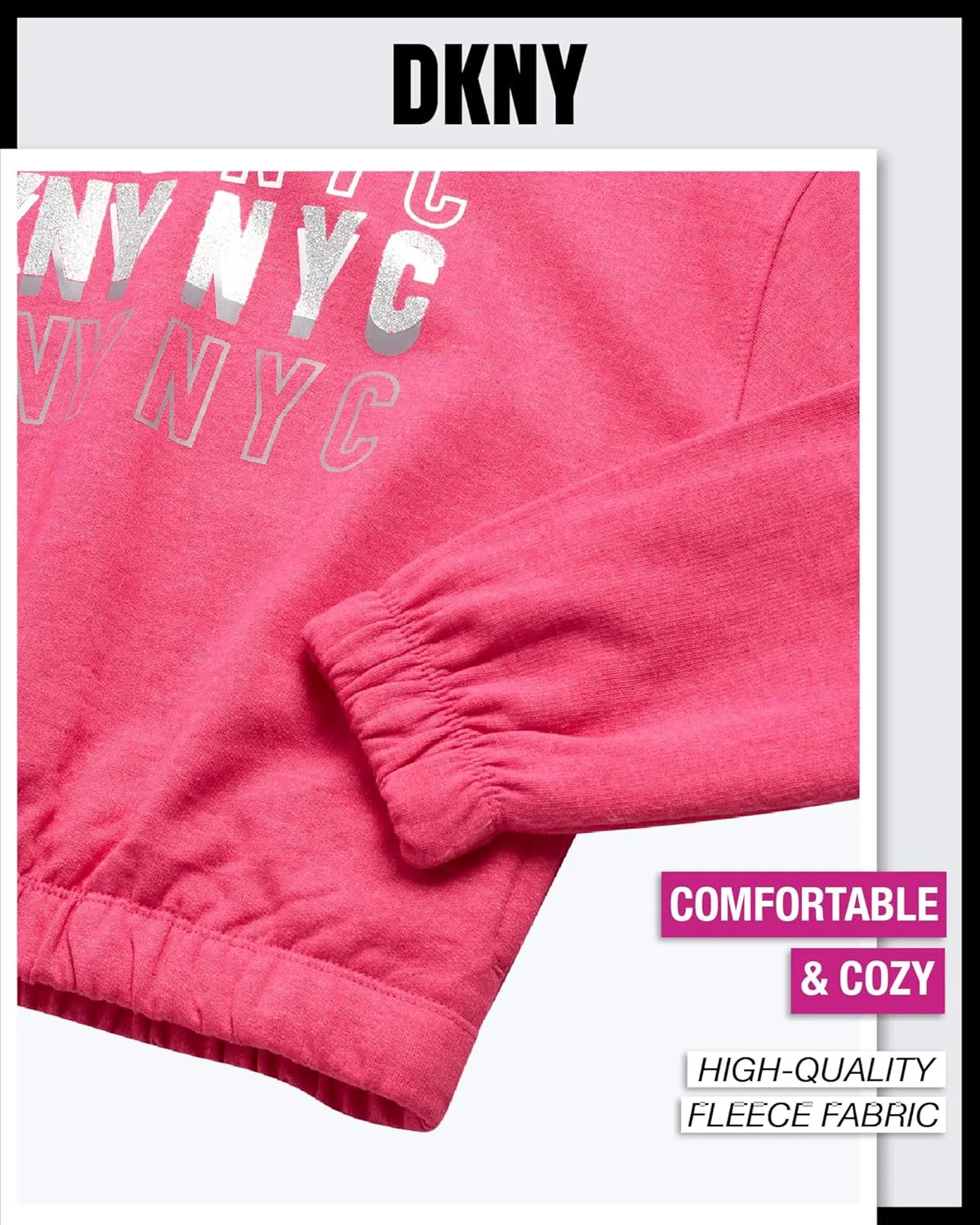 DKNY Girls Fleece Set - 2 Piece Matching Set Sweatshirts and Sweatpants - Girls' Fashion Fleece Outfit (4-16)