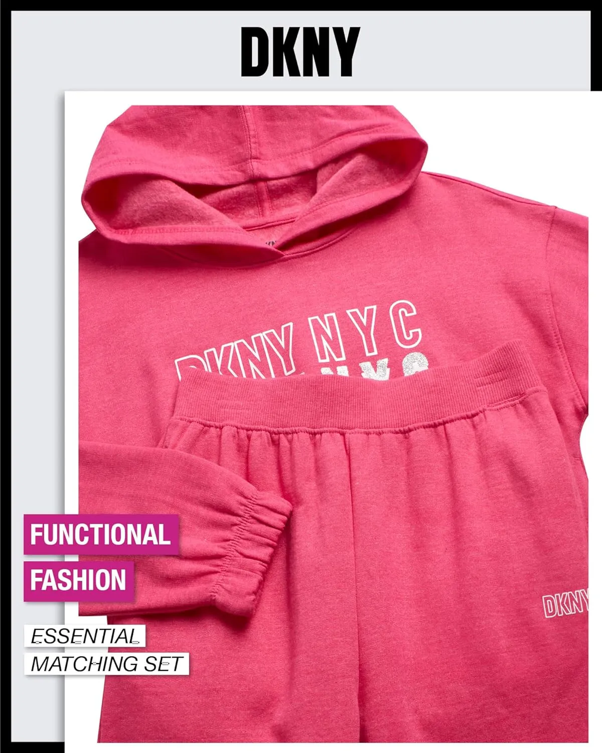DKNY Girls Fleece Set - 2 Piece Matching Set Sweatshirts and Sweatpants - Girls' Fashion Fleece Outfit (4-16)