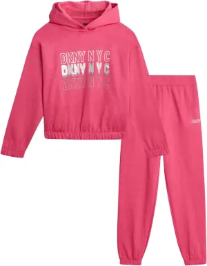 DKNY Girls Fleece Set - 2 Piece Matching Set Sweatshirts and Sweatpants - Girls' Fashion Fleece Outfit (4-16)