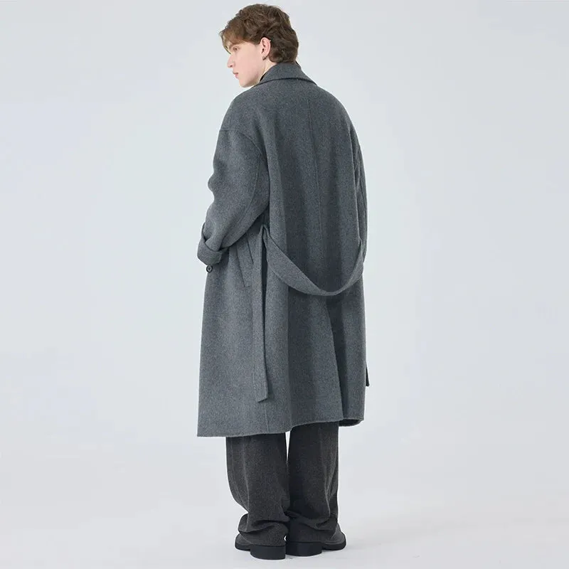 Double-Breasted Gray Overcoat