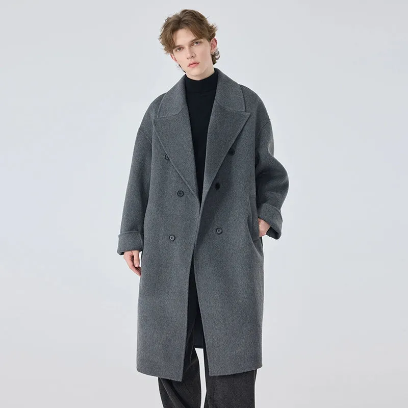 Double-Breasted Gray Overcoat