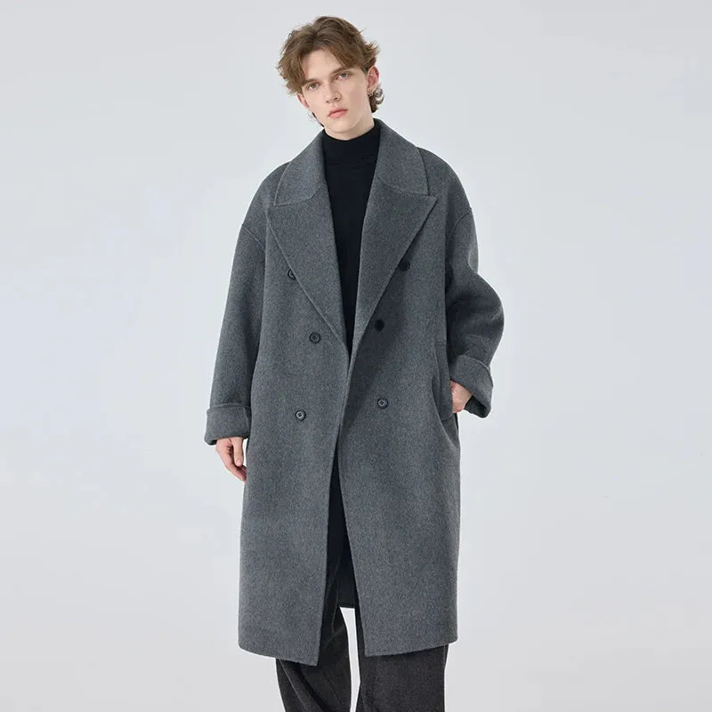 Double-Breasted Gray Overcoat