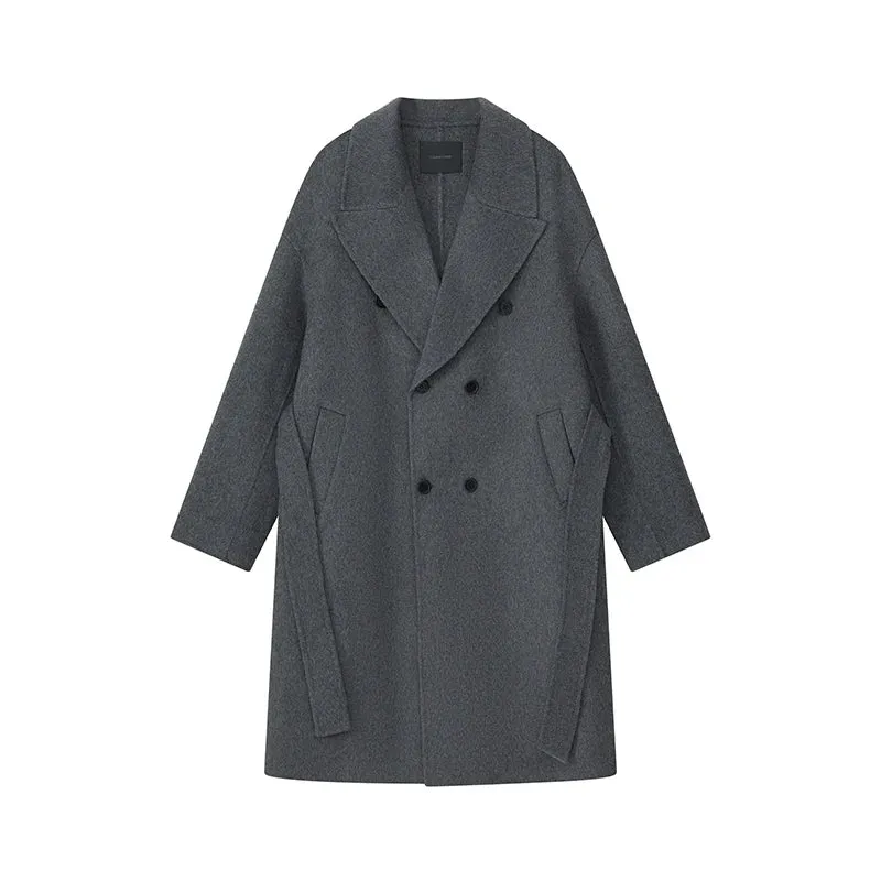 Double-Breasted Gray Overcoat