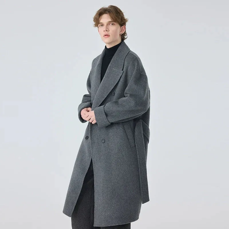 Double-Breasted Gray Overcoat