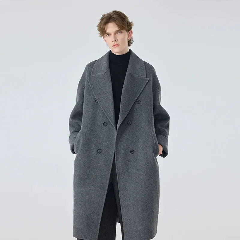 Double-Breasted Gray Overcoat