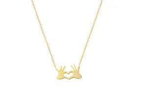 Double Hand Love Heart Pendant Necklace