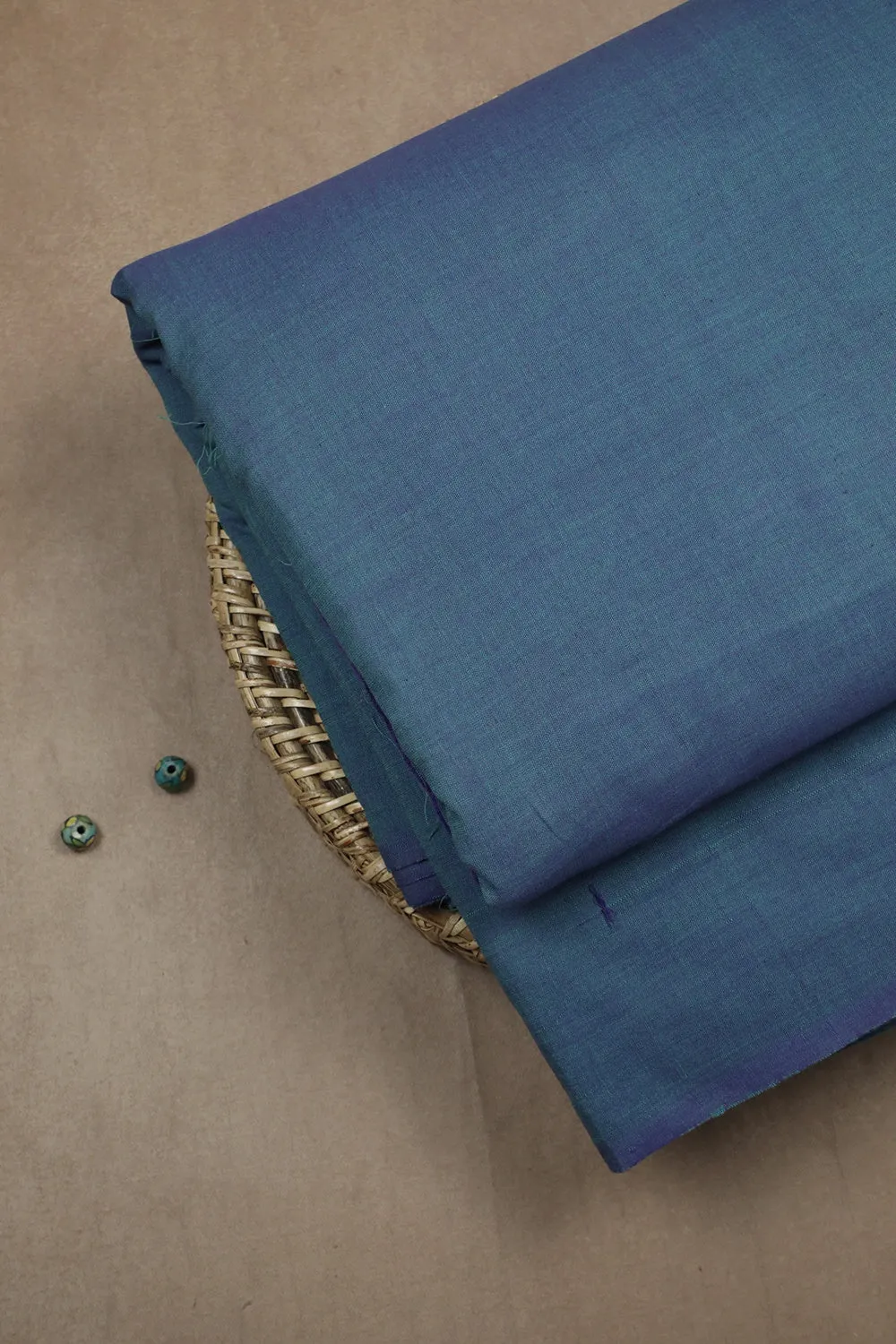 Dual Shaded Blue Handwoven Cotton Fabric