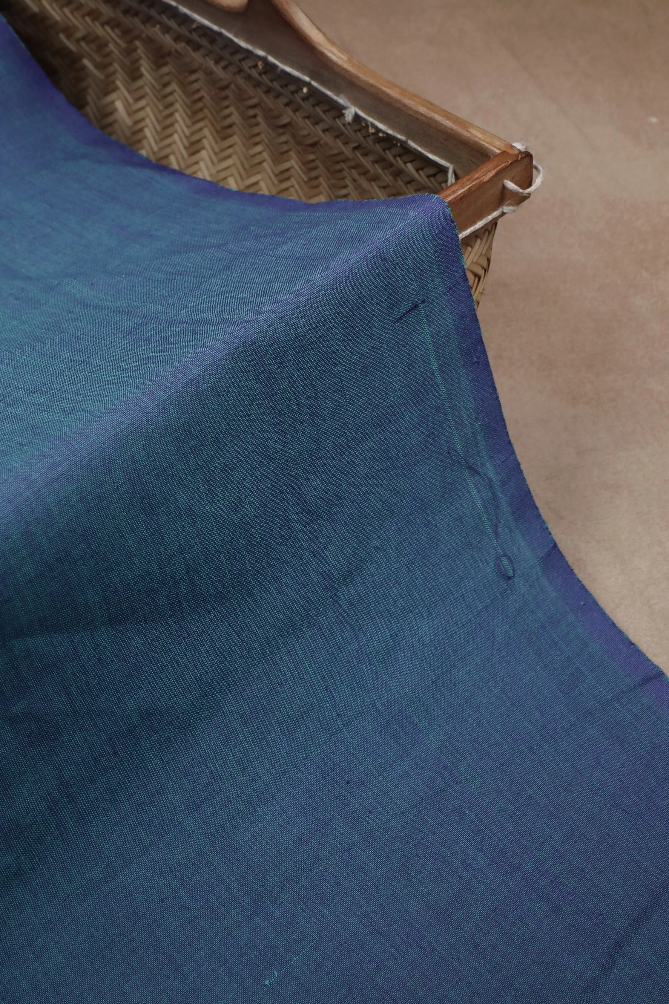 Dual Shaded Blue Handwoven Cotton Fabric