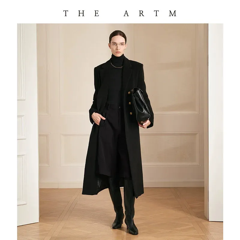 Elegant Black Double-Breasted Coat