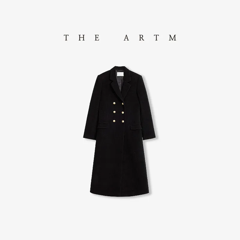 Elegant Black Double-Breasted Coat