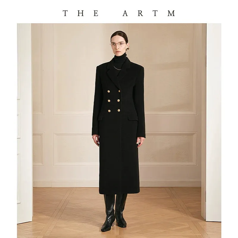 Elegant Black Double-Breasted Coat