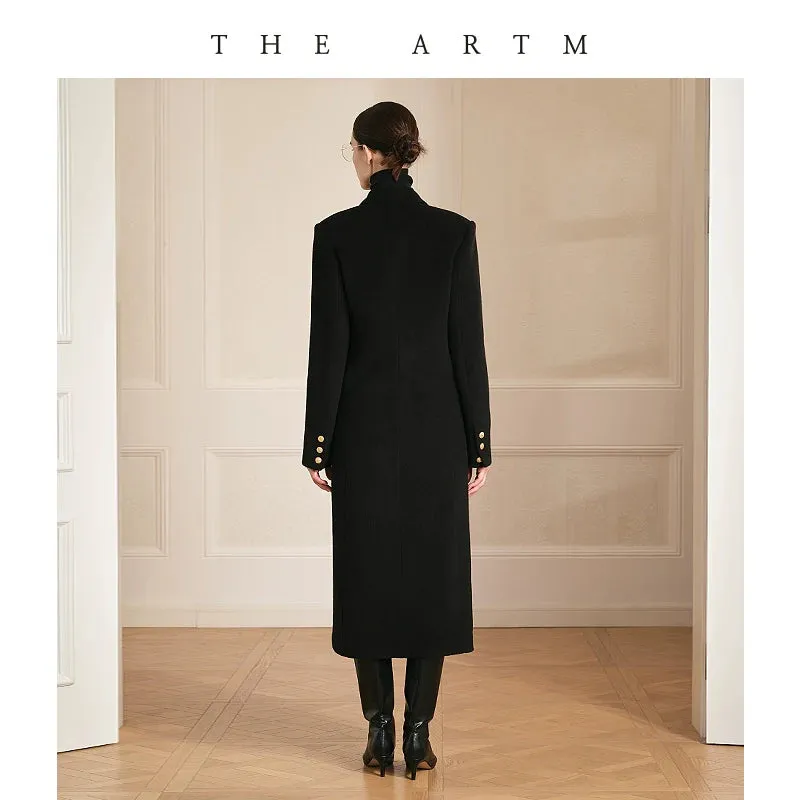 Elegant Black Double-Breasted Coat