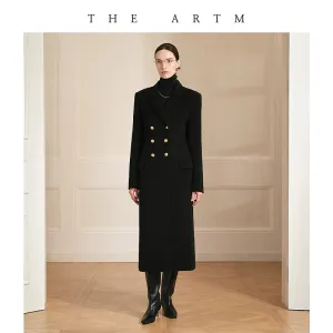 Elegant Black Double-Breasted Coat