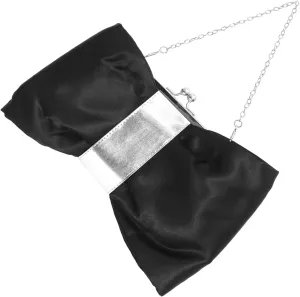 Elegant Bow PU Chain Evening Clutch Bag Stylish Diagonal Handbag for Parties Weddings and Banquets Versatile Black Evening Purse for Ladies