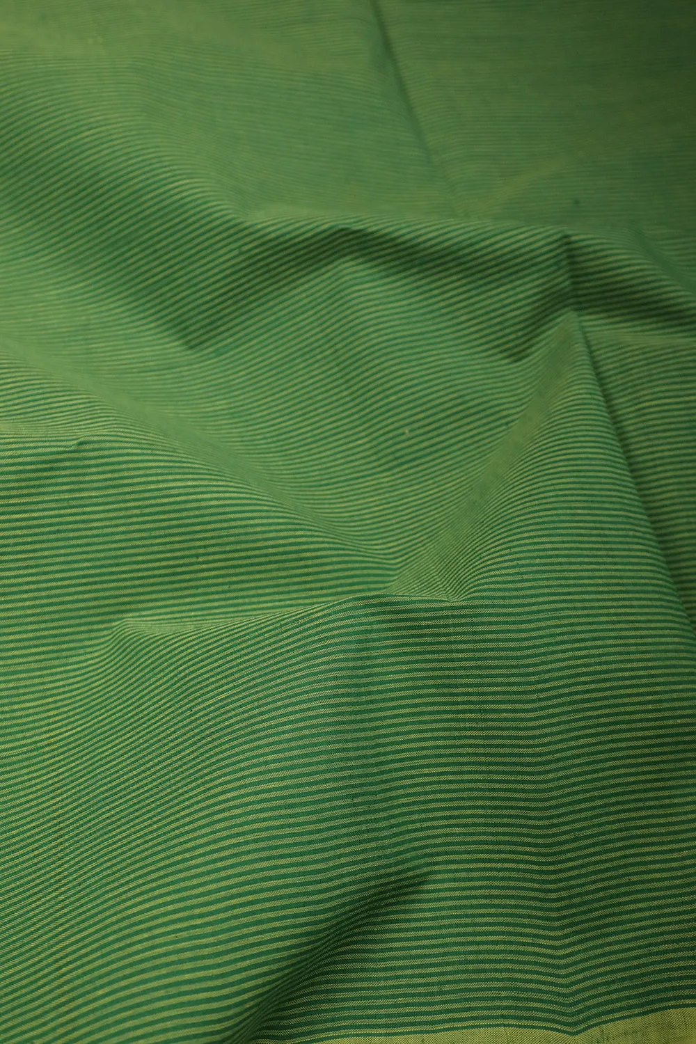Emerald Dark Green Mangalagiri Stripe Cotton Fabric