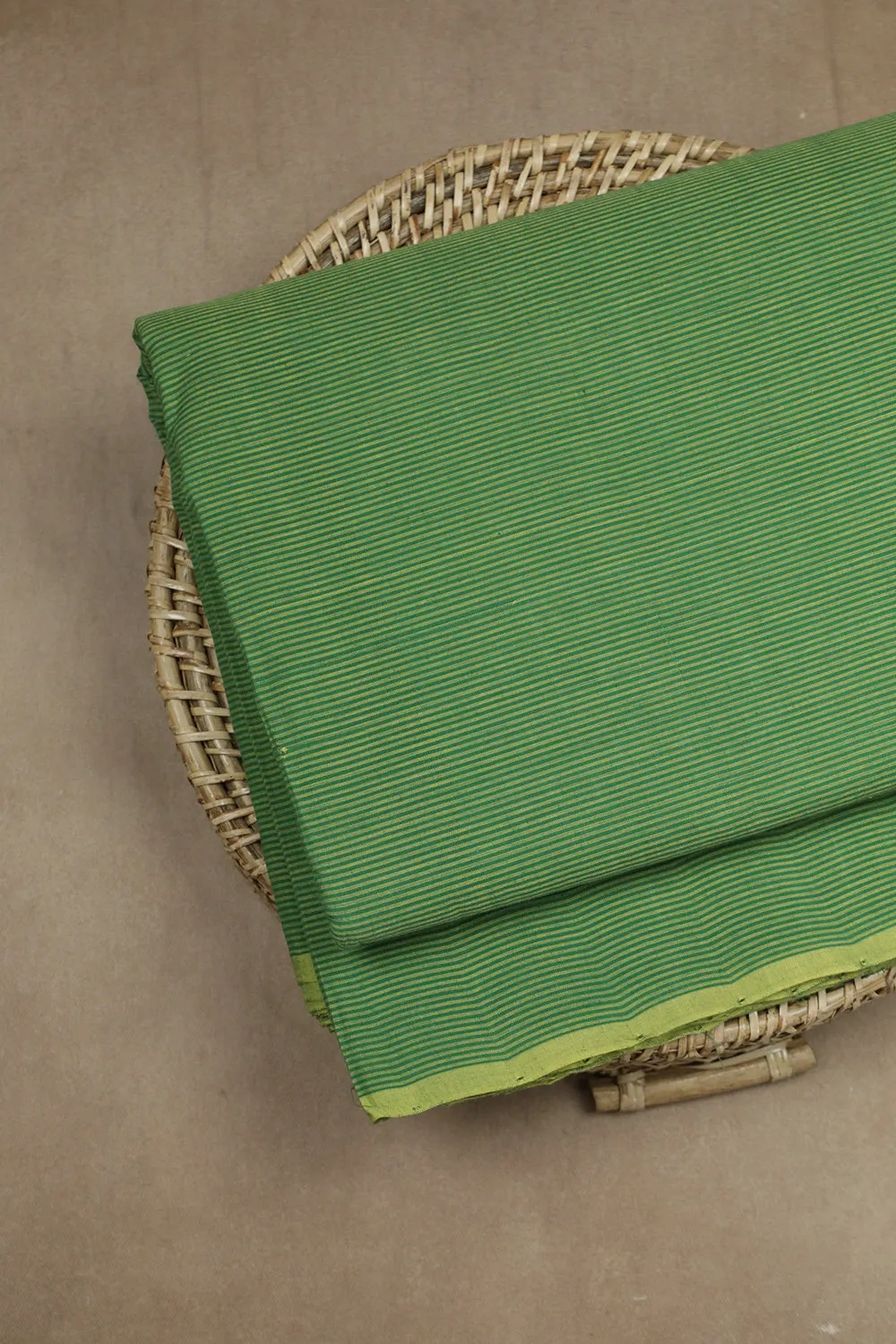 Emerald Dark Green Mangalagiri Stripe Cotton Fabric
