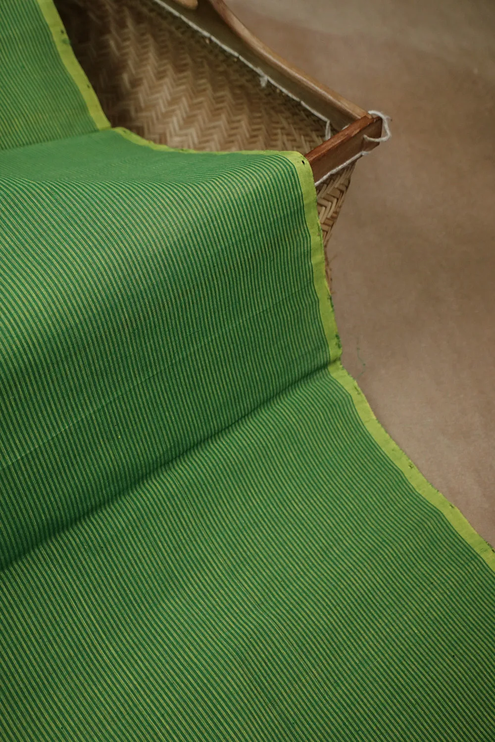 Emerald Dark Green Mangalagiri Stripe Cotton Fabric