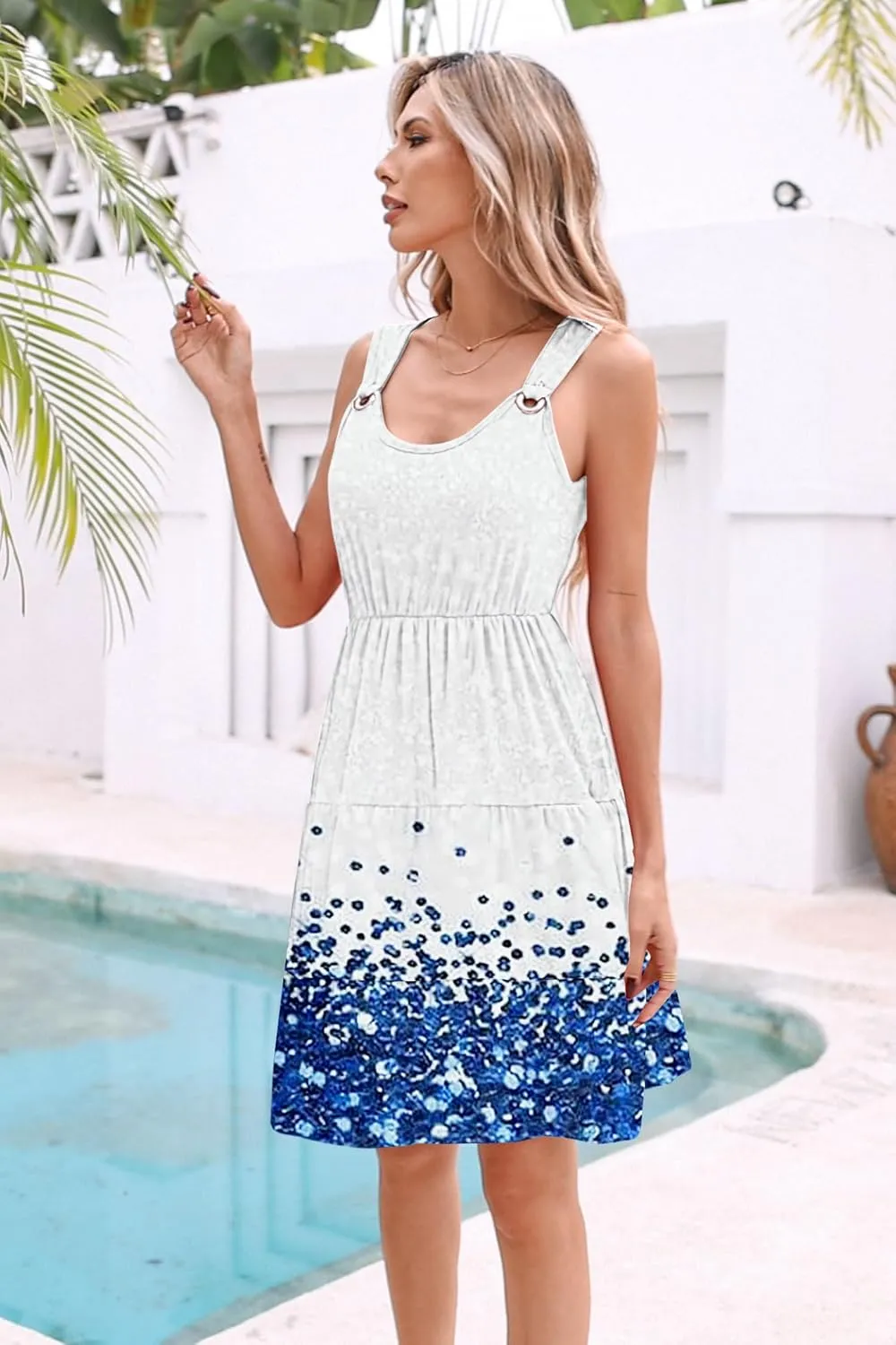 ETCYY NEW Womens Summer Dresses Tiered Swing A Line Short Sundresses Beach Cover Up Dress