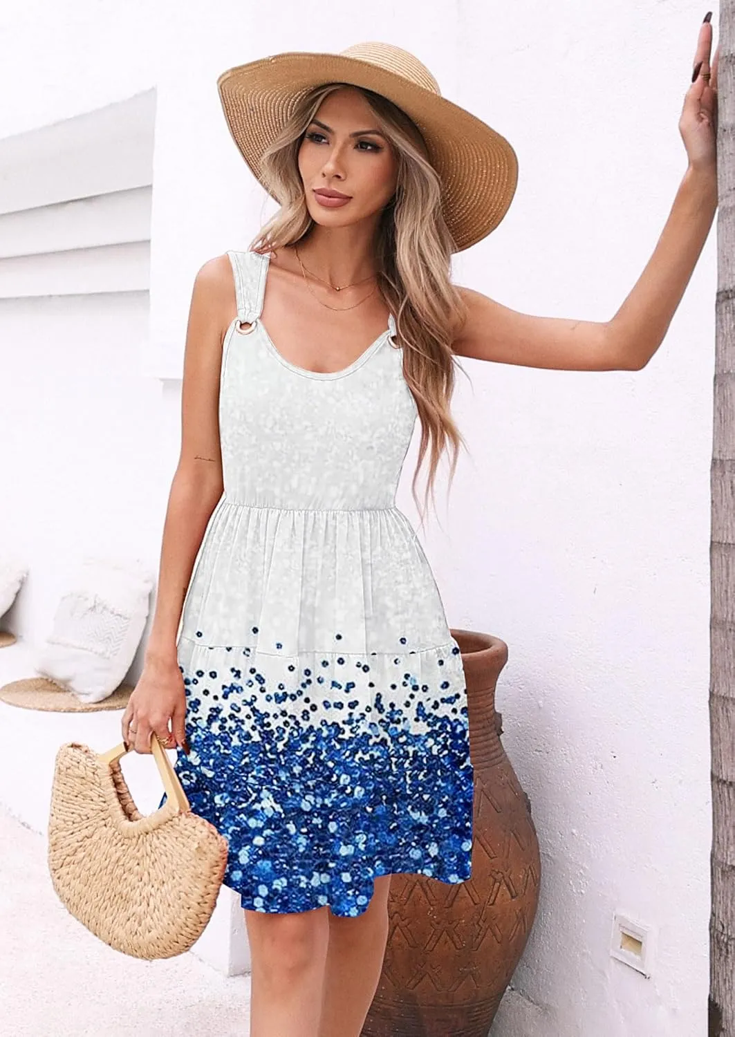 ETCYY NEW Womens Summer Dresses Tiered Swing A Line Short Sundresses Beach Cover Up Dress