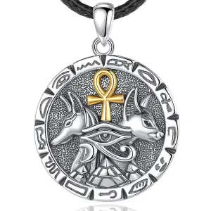 Eudora 925 Silver Anubis Necklace - Egyptian Wolf Pendant