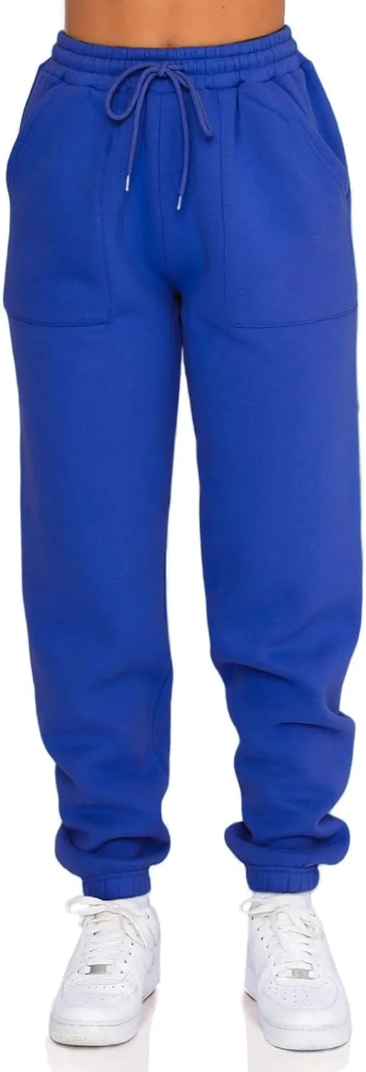 Fleece Lined Womens Sweatpants - High Waisted Joggers for Women, Cotton Drawstring Baggy Sweats Women Pants