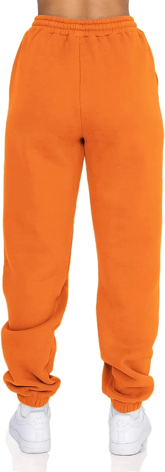 Fleece Lined Womens Sweatpants - High Waisted Joggers for Women, Cotton Drawstring Baggy Sweats Women Pants