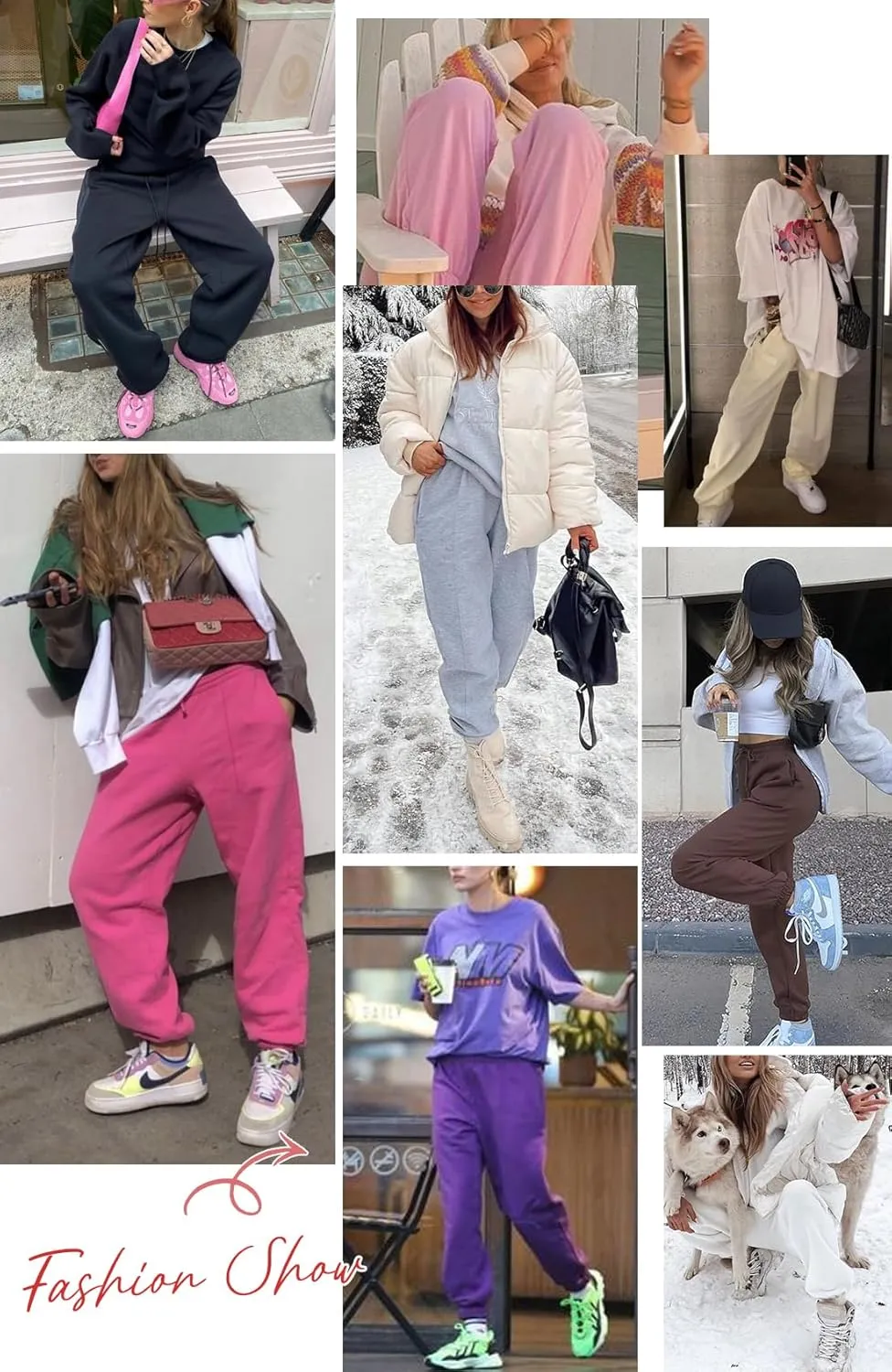 Fleece Lined Womens Sweatpants - High Waisted Joggers for Women, Cotton Drawstring Baggy Sweats Women Pants