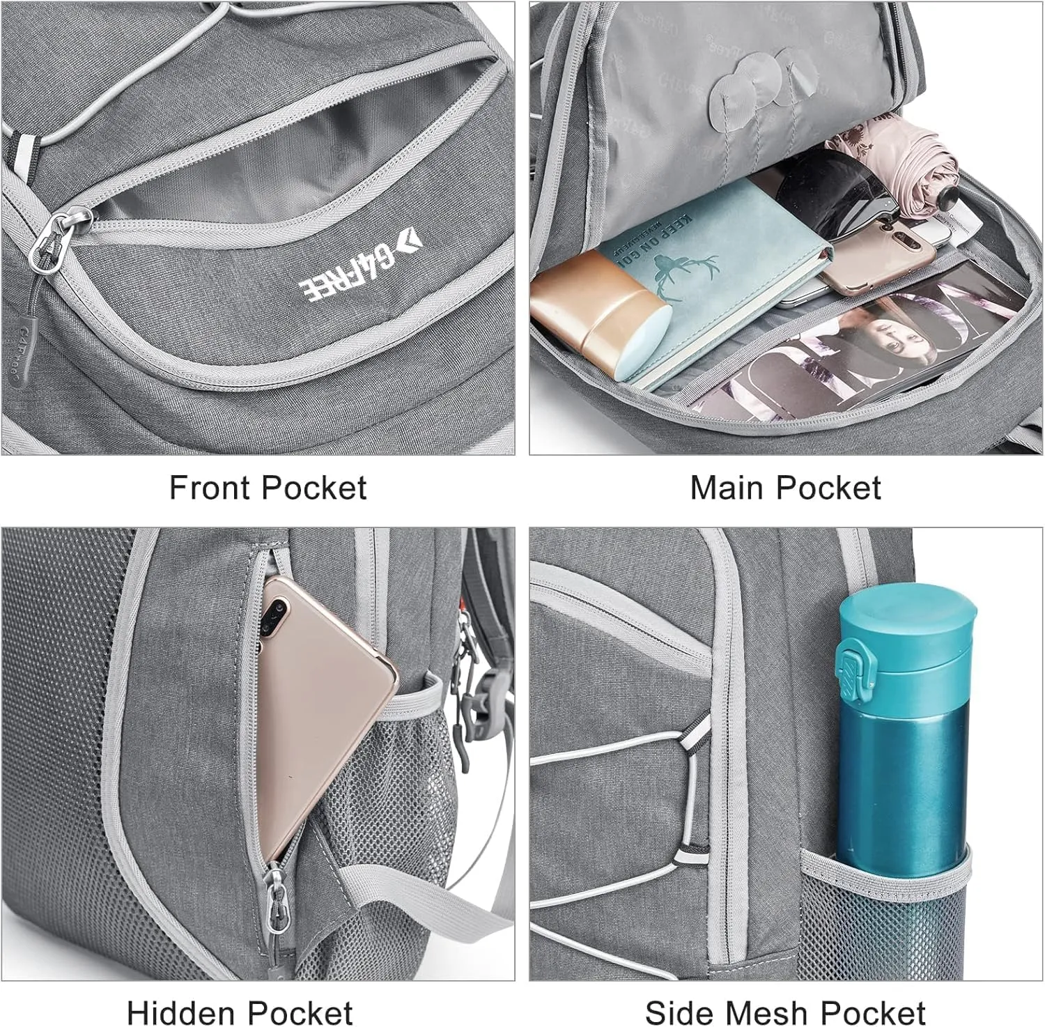 G4Free Unisex Kid's Daypacks, Light Grey, 8 Long