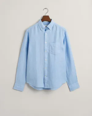 Gant Apparel Mens REG GMNT DYED LINEN SHIRT 468/CAPRI BLUE