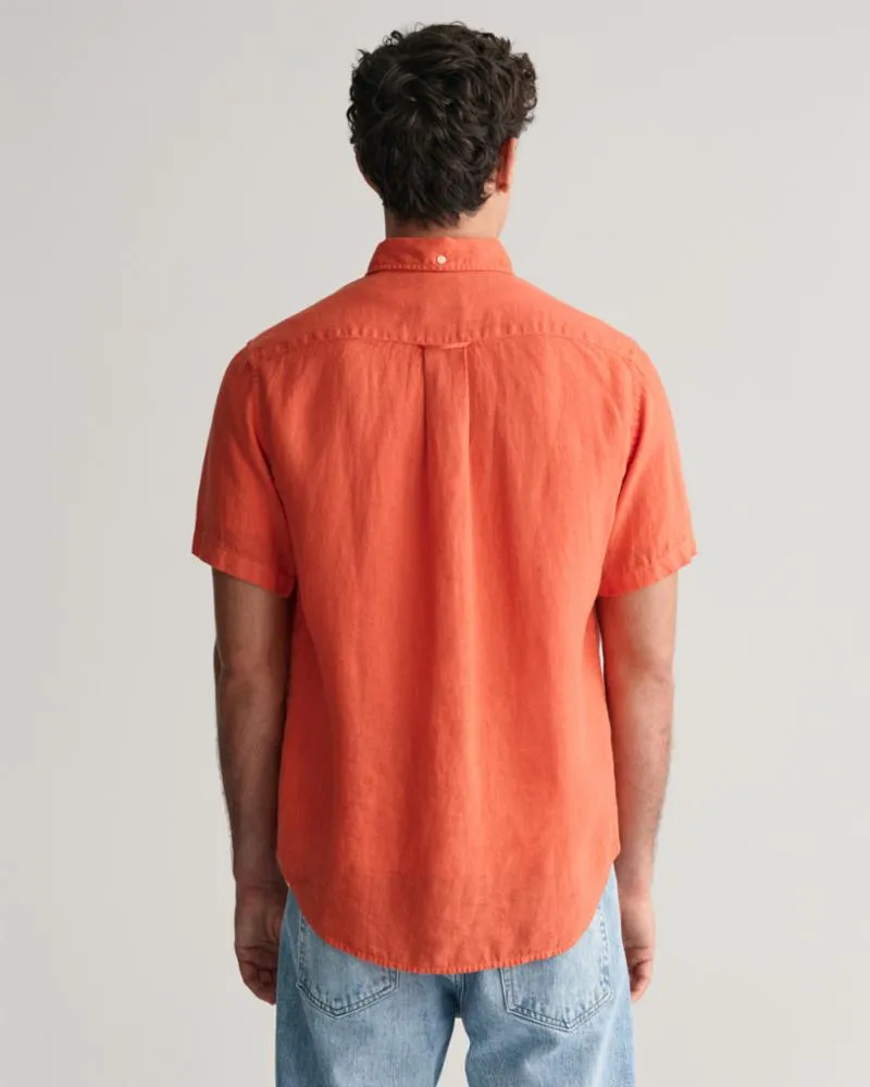 Gant Apparel Mens REG GMNT DYED LINEN SS SHIRT 828/BURNT ORANGE
