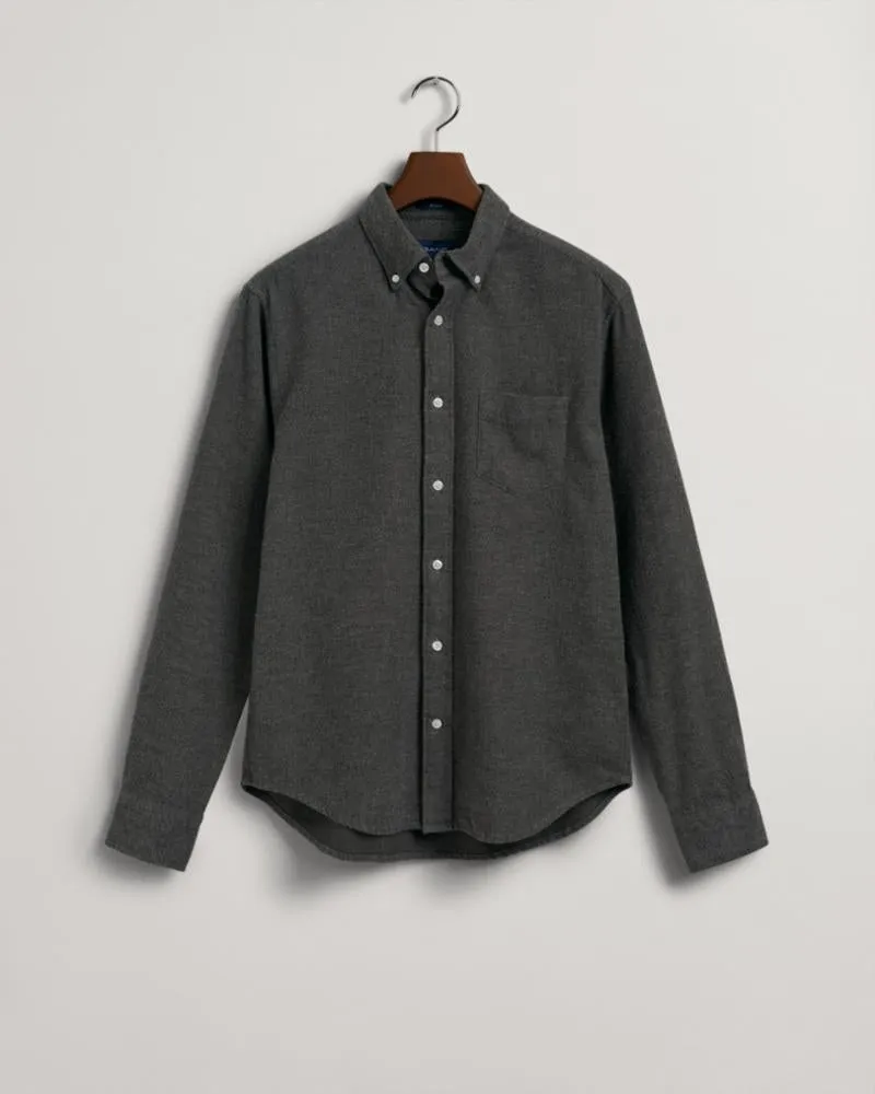 Gant Apparel Mens REG UT HERRINGBONE SHIRT 90/CHARCOAL MELANGE
