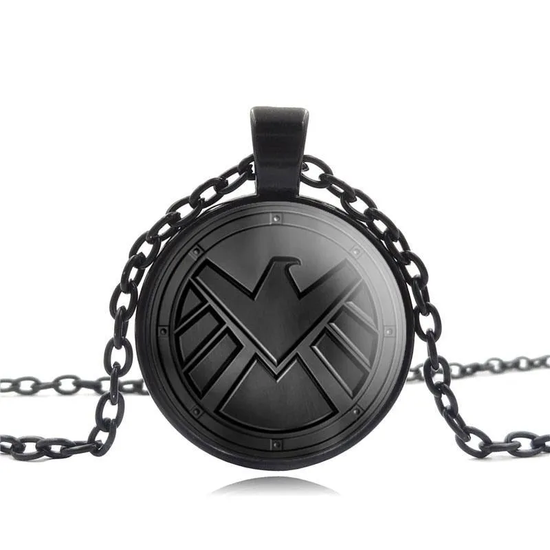 Glass Cabochon Shield Pendant Necklace