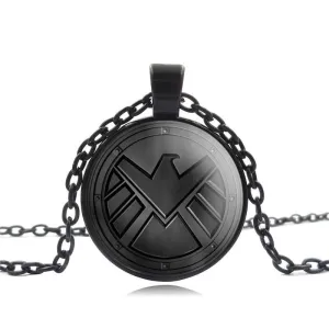 Glass Cabochon Shield Pendant Necklace