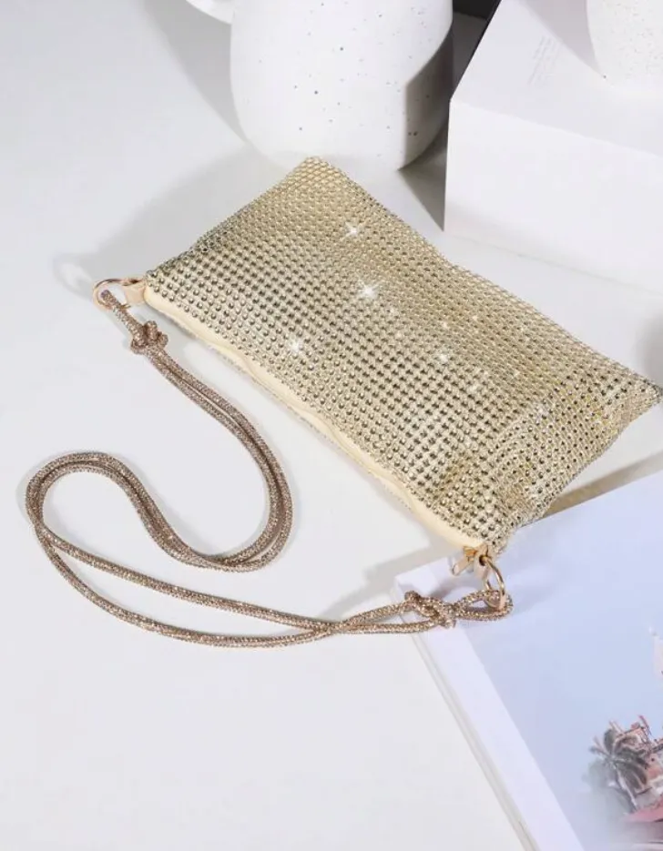 Glitter Bling Shiny Golden Rhinestone Purse