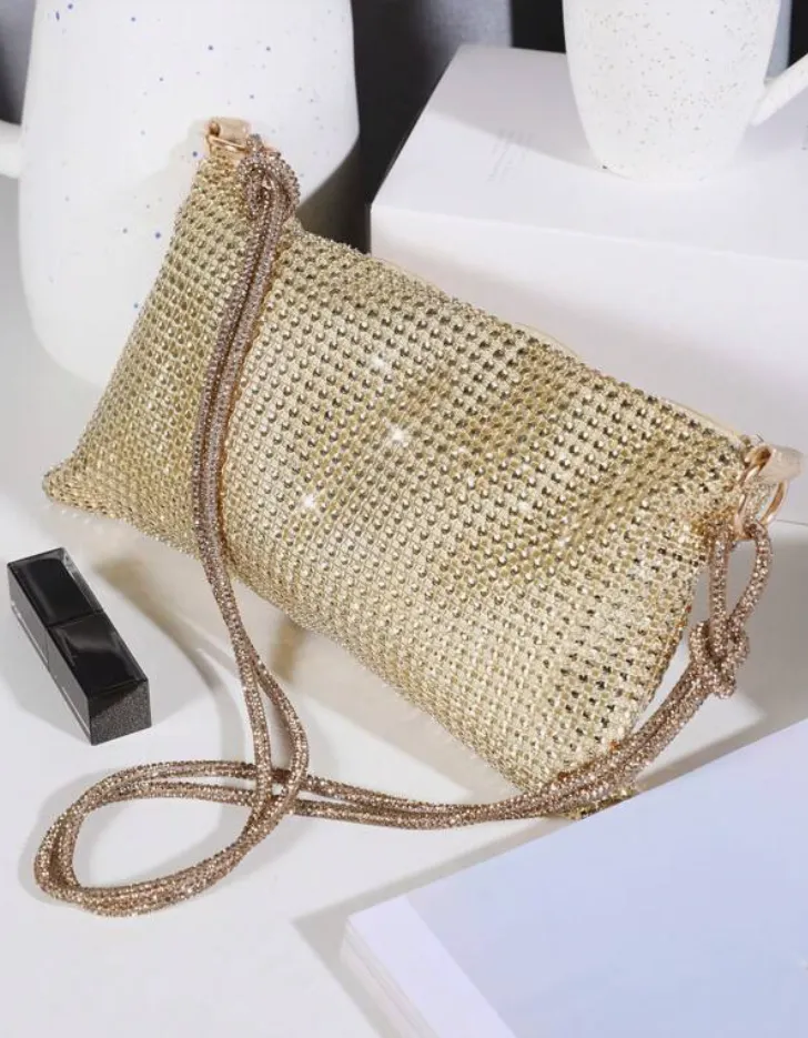 Glitter Bling Shiny Golden Rhinestone Purse