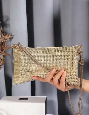 Glitter Bling Shiny Golden Rhinestone Purse