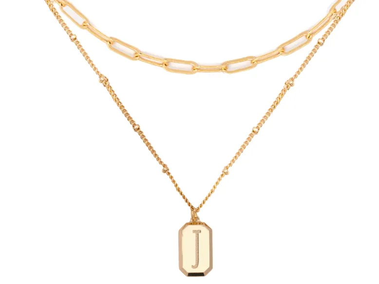 Gold Layering Initial Necklaces