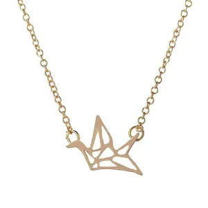 Gold Origami Crane Pendants Necklace