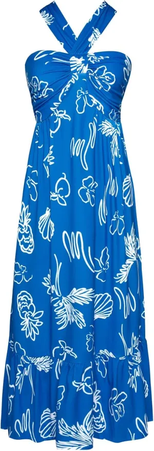 GRACE KARIN 2025 Women's Criss Cross Halterneck Sleeveless Summer Floral Print Flowy A Line Maxi Dress