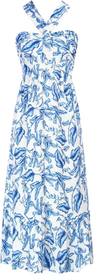 GRACE KARIN 2025 Women's Criss Cross Halterneck Sleeveless Summer Floral Print Flowy A Line Maxi Dress