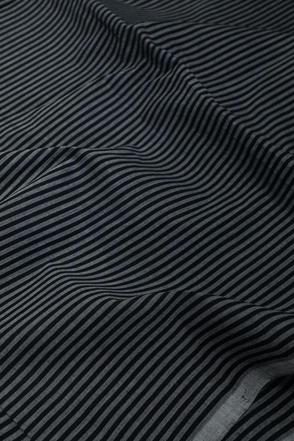 Grey Stripe on Black Mangalagiri Stripe Cotton Fabric