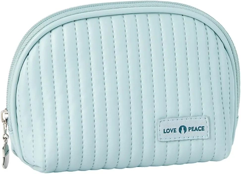 Half Moon Cosmetic Bag, Portable Makeup Clutch for Tote Bag, Light Blue Makeup Bag for Travel, Light Blue