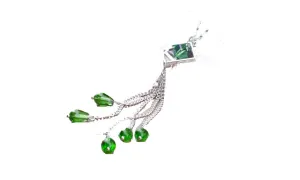 Handmade Green Beading Rhombus Tassel Pendant Necklace