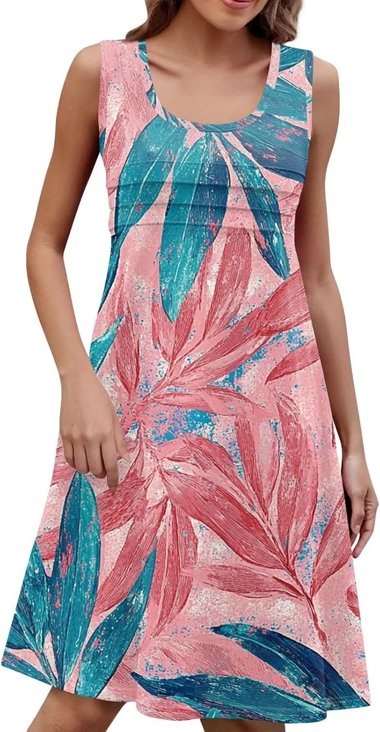 Hawaiina Dress for Women 2025 Summer Casual Petal Slim Striped Ruffle Floral Sundresses Plus Size Tropical Dresses