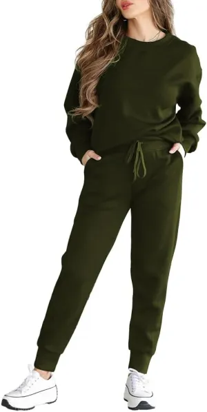 HBQ Sweatsuits For Women Sets 2 Piece Outfits Crewneck Sweatshirts Pullover Tops And Jogger Pants Tracksuits Lounge Set